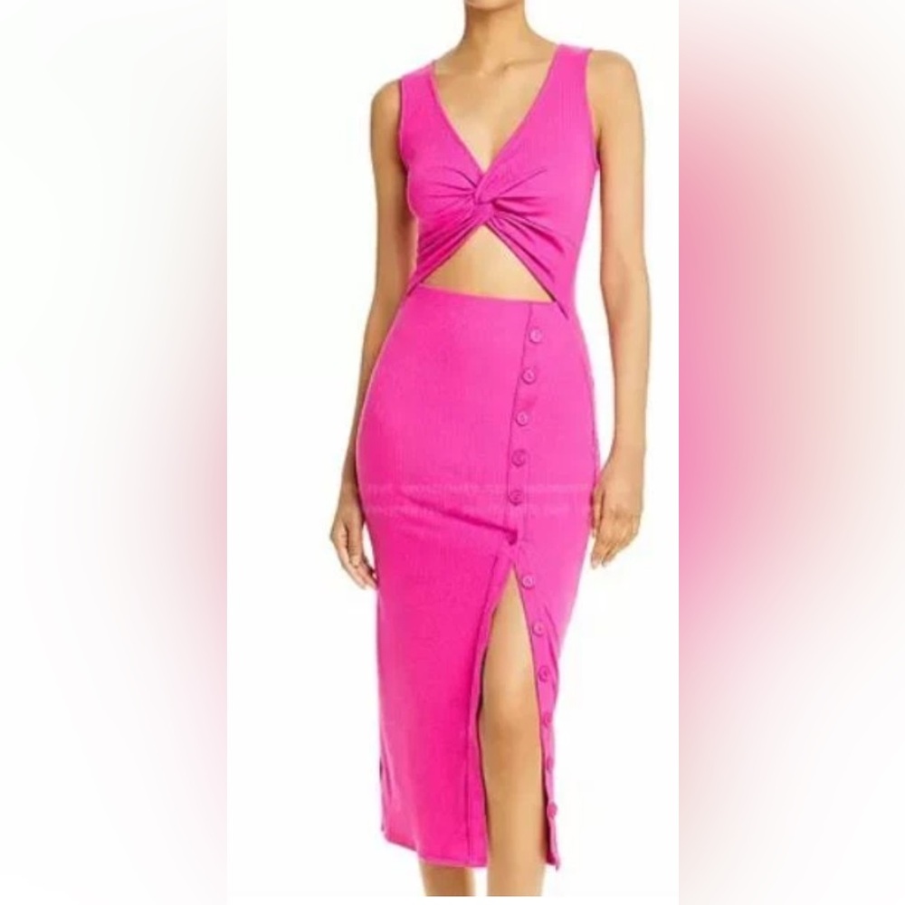 FORE fuschia cut outs midi dress